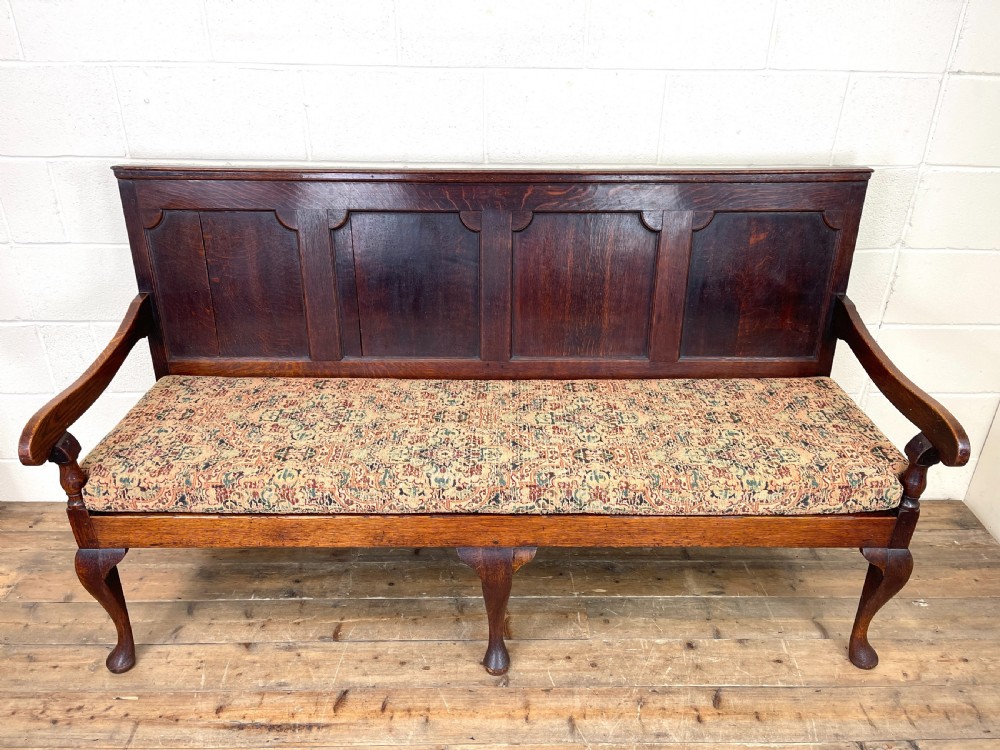 Antique George III Oak Settle Bench View IV