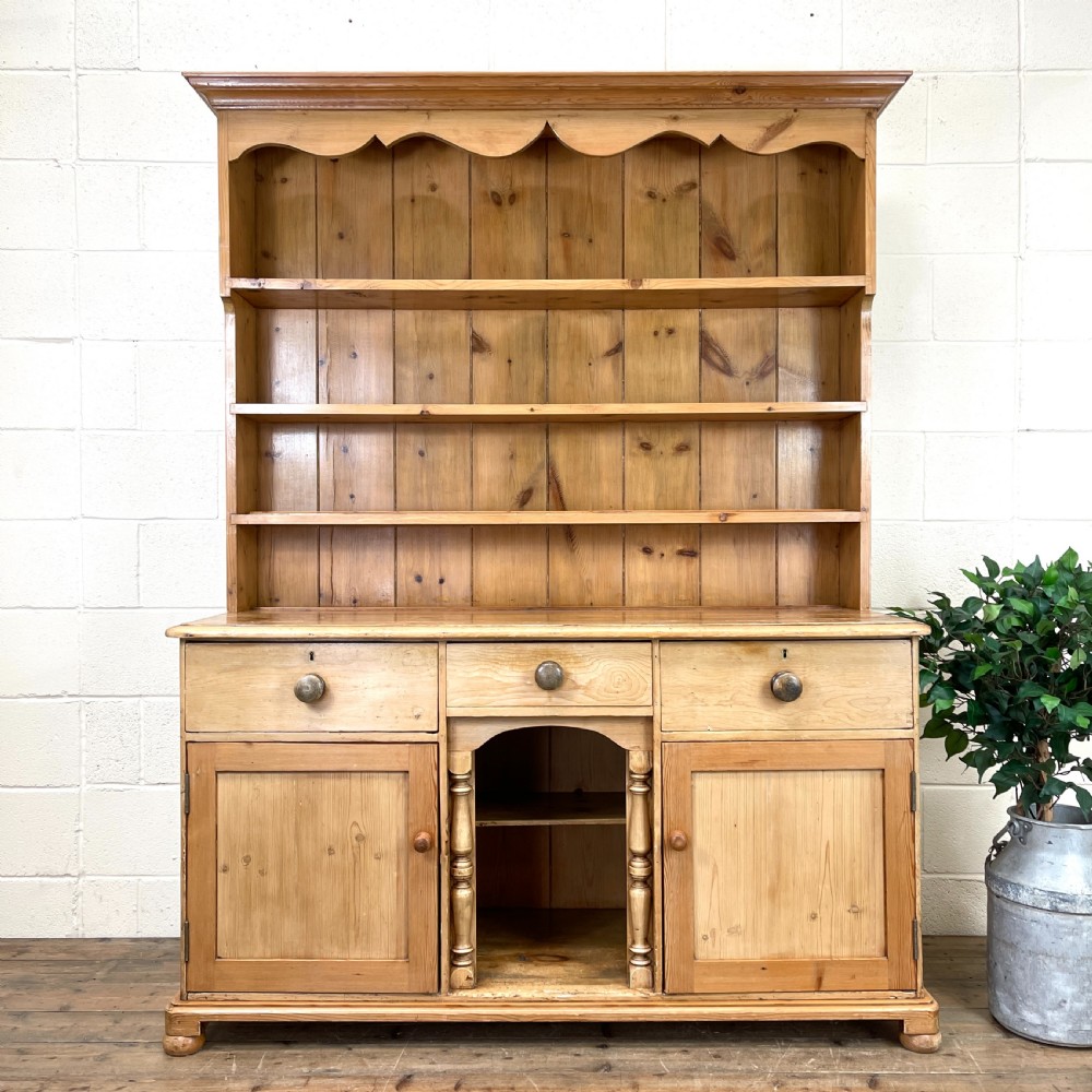 Antique Pine Farmhouse Kitchen Dresser View II