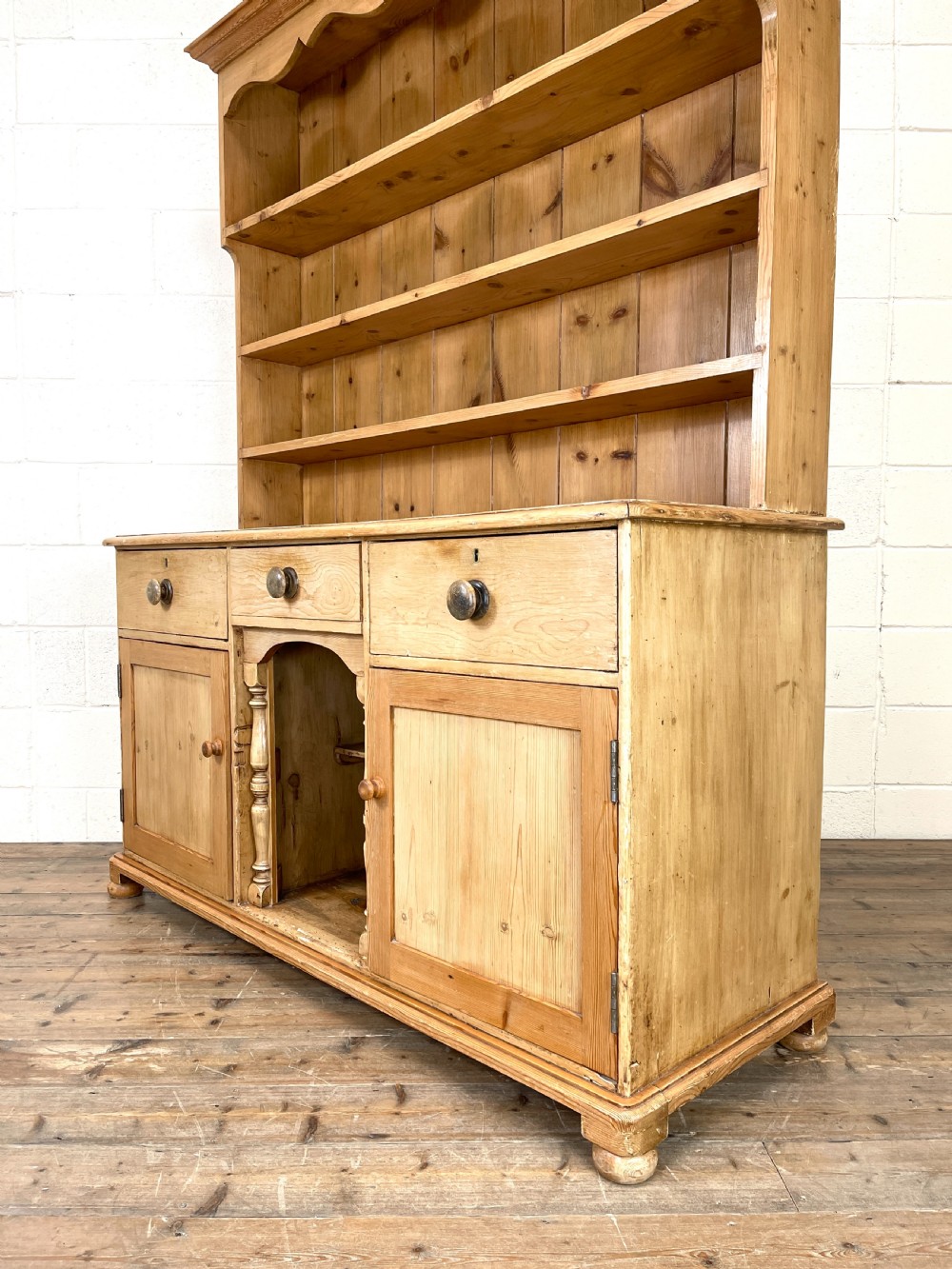 Antique Pine Farmhouse Kitchen Dresser View IX