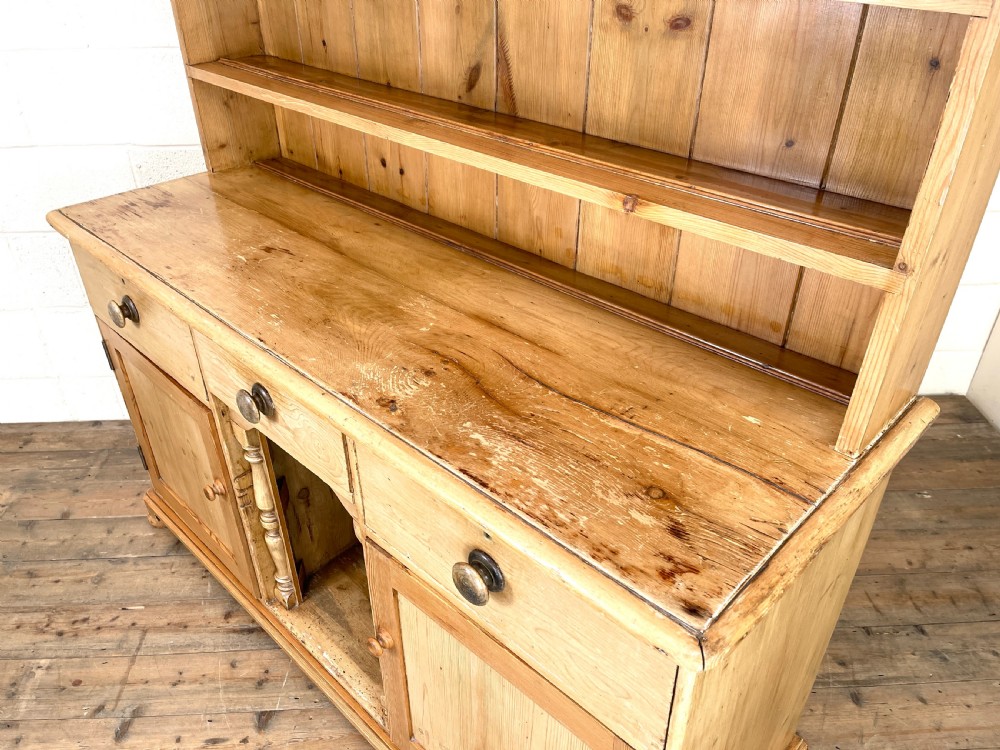 Antique Pine Farmhouse Kitchen Dresser View X