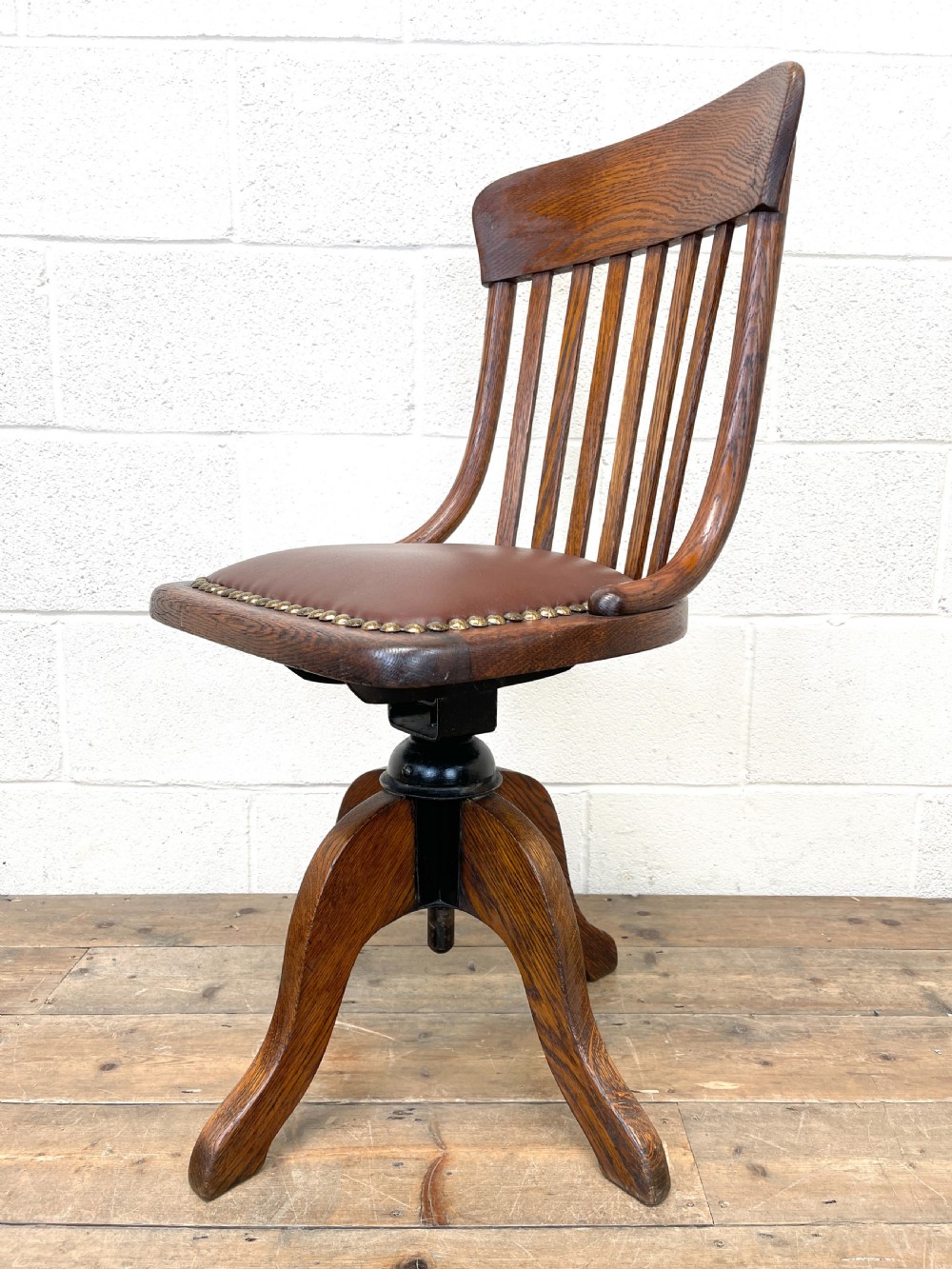 Early 20th Century Antique Oak Swivel Desk Chair View VI