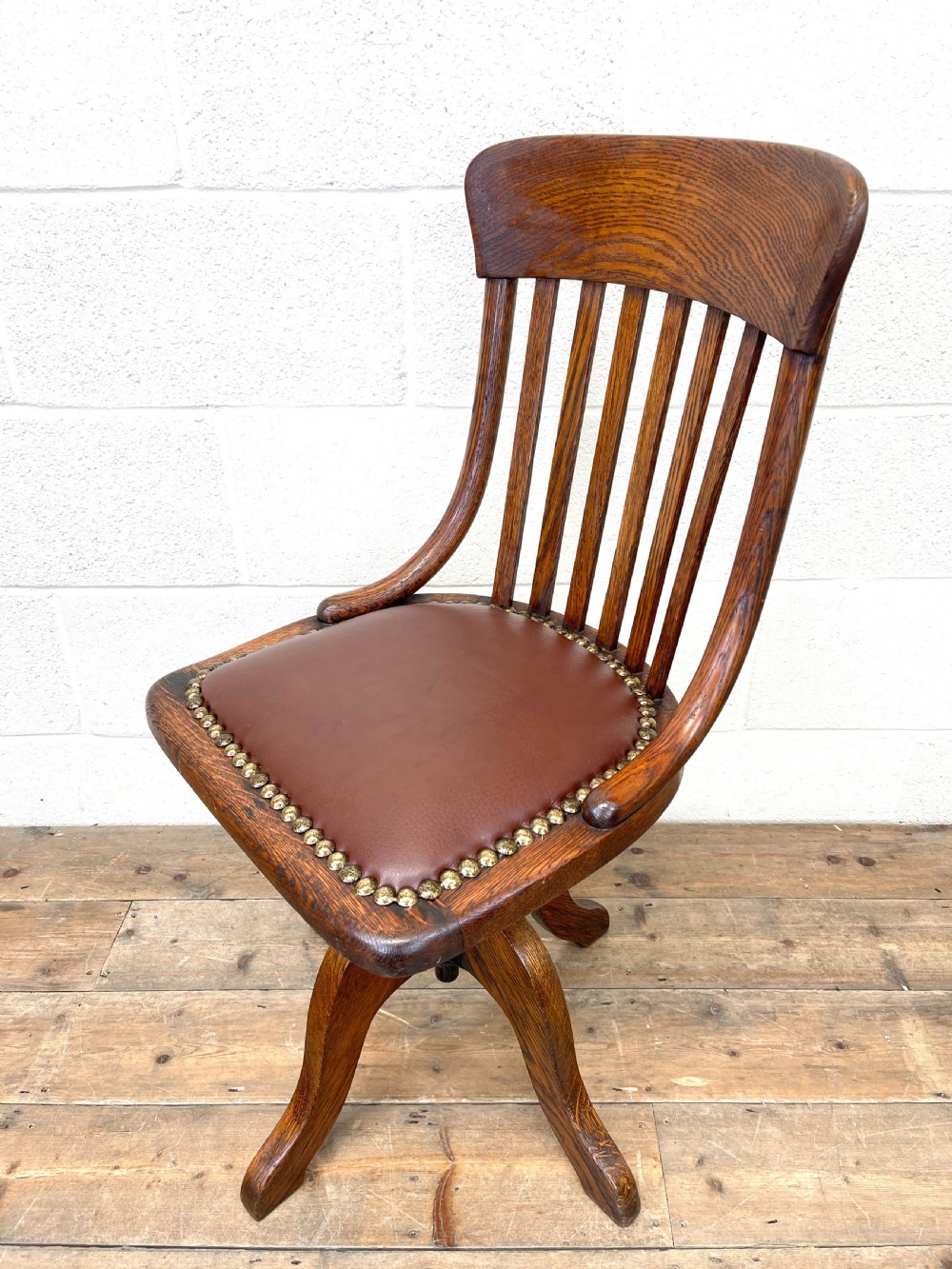 Early 20th Century Antique Oak Swivel Desk Chair View VII