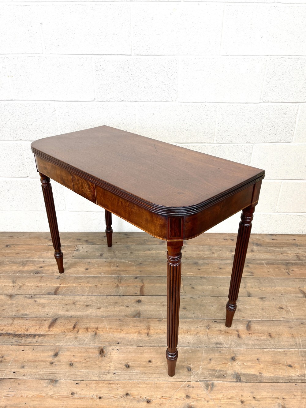 19th Century Mahogany and Boxwood Fold Over Table  View IV