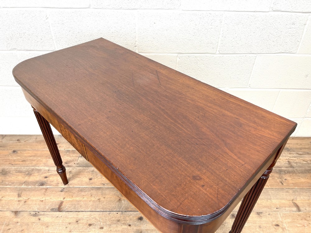 19th Century Mahogany and Boxwood Fold Over Table  View V