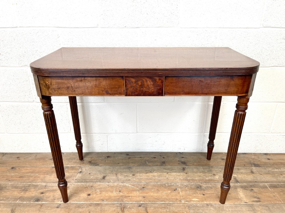 19th Century Mahogany and Boxwood Fold Over Table  View X