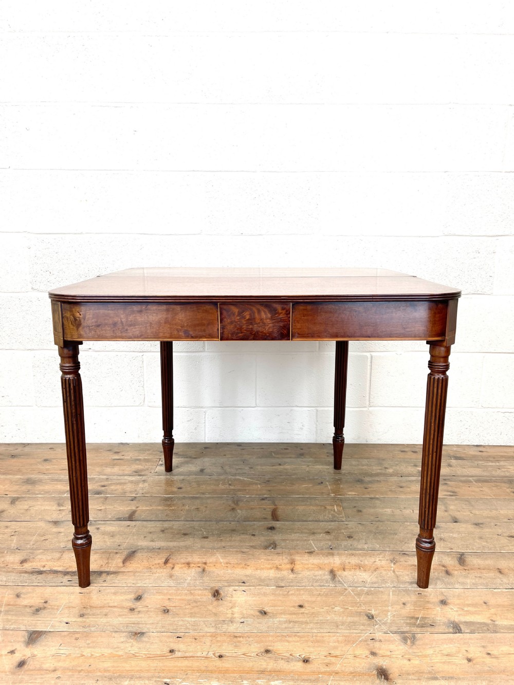 19th Century Mahogany and Boxwood Fold Over Table  View XVIII