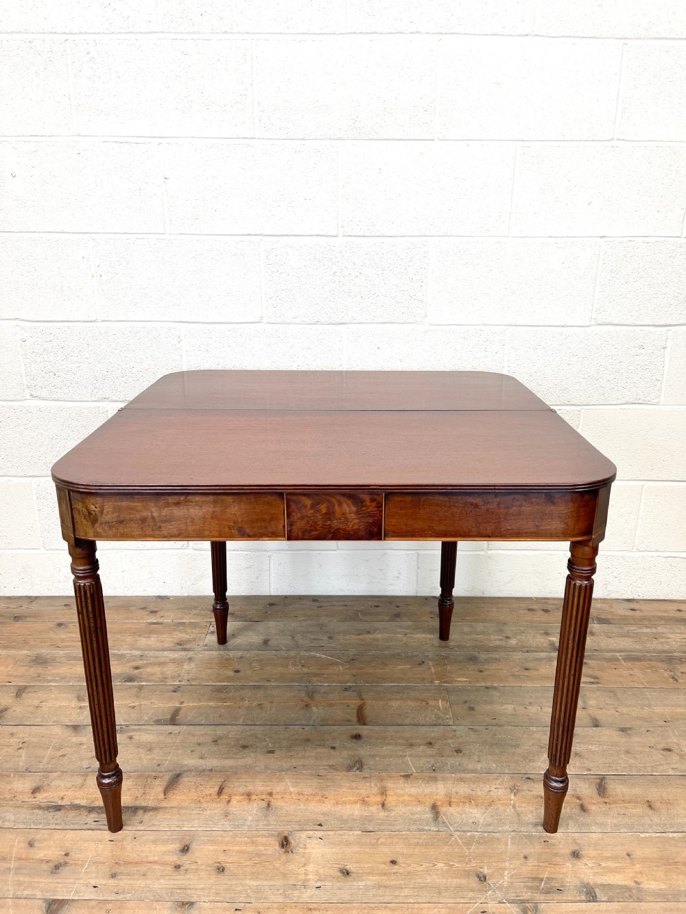 19th Century Mahogany and Boxwood Fold Over Table  View XIX