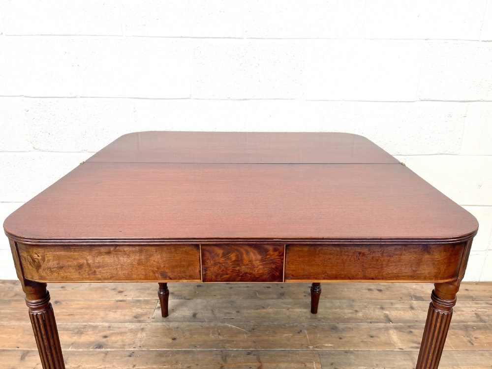 19th Century Mahogany and Boxwood Fold Over Table  View XX