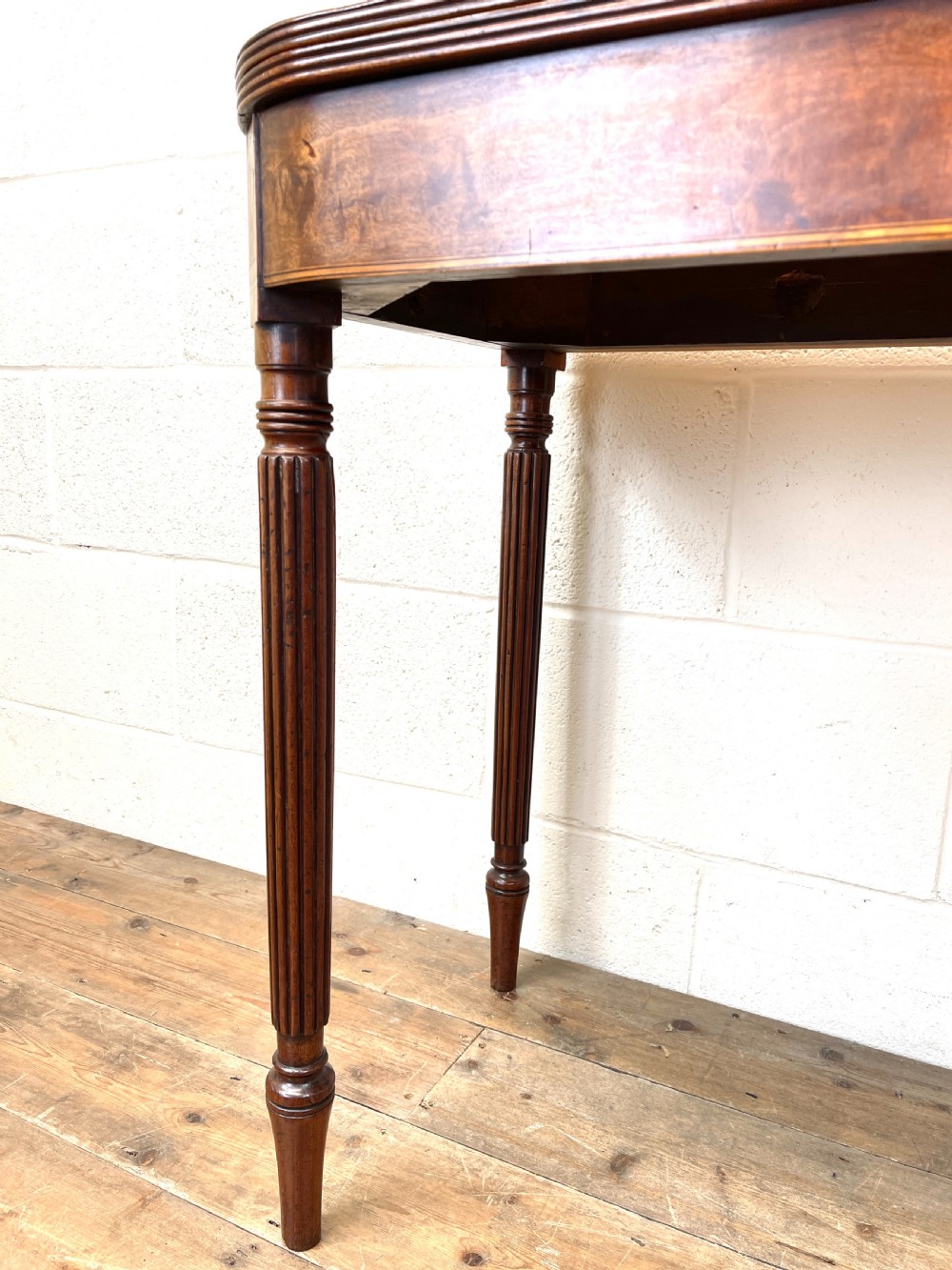 19th Century Mahogany and Boxwood Fold Over Table  View XXIII