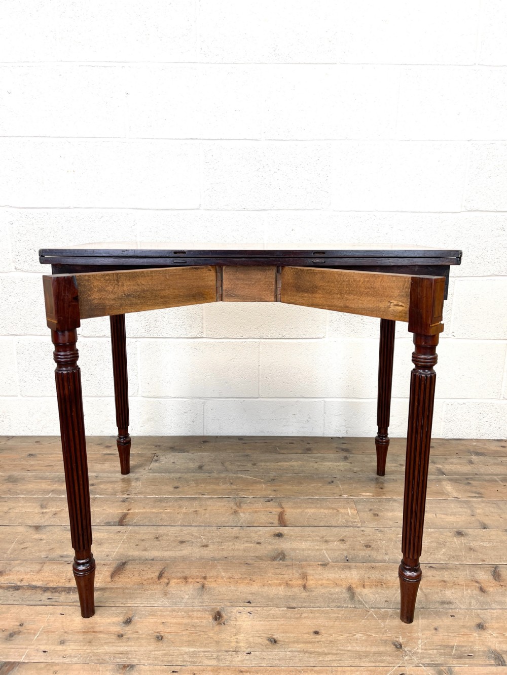 19th Century Mahogany and Boxwood Fold Over Table  View XXVII