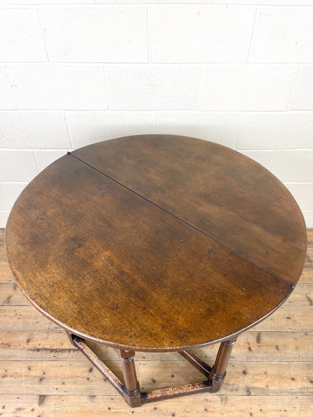 Carved Oak Fold-over Demi Lune Table  View VII