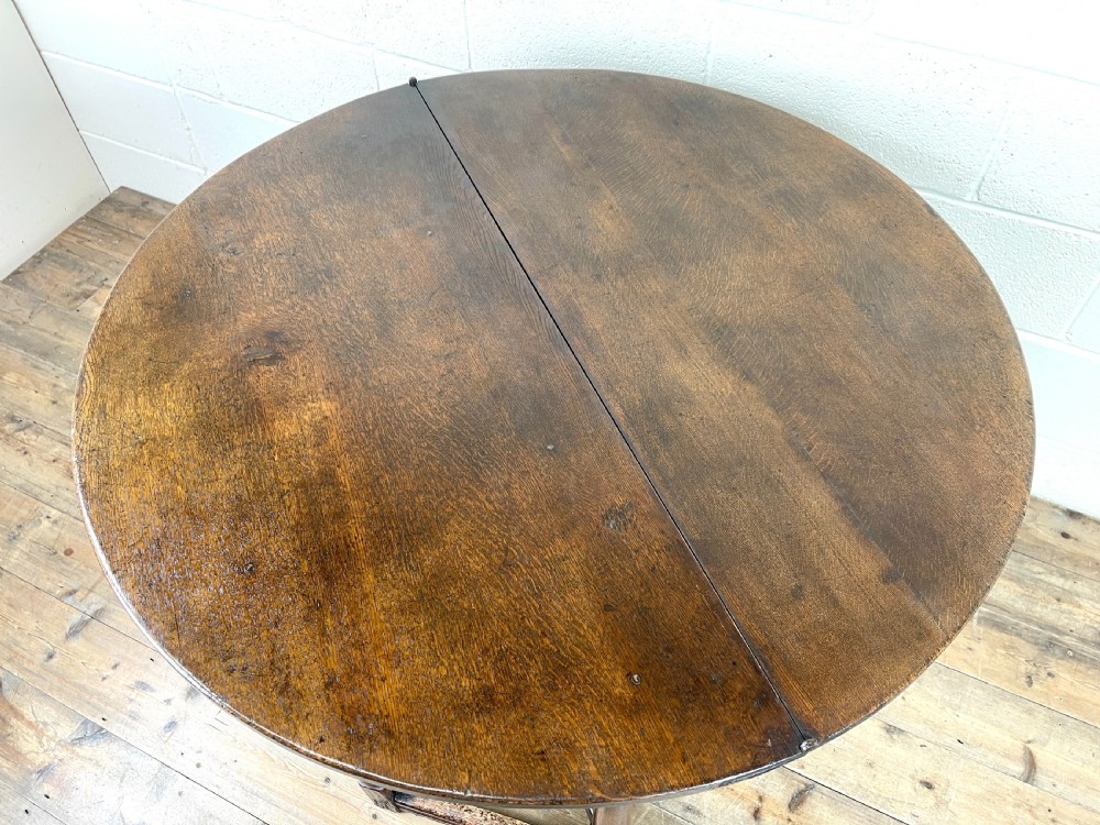 Carved Oak Fold-over Demi Lune Table  View VIII