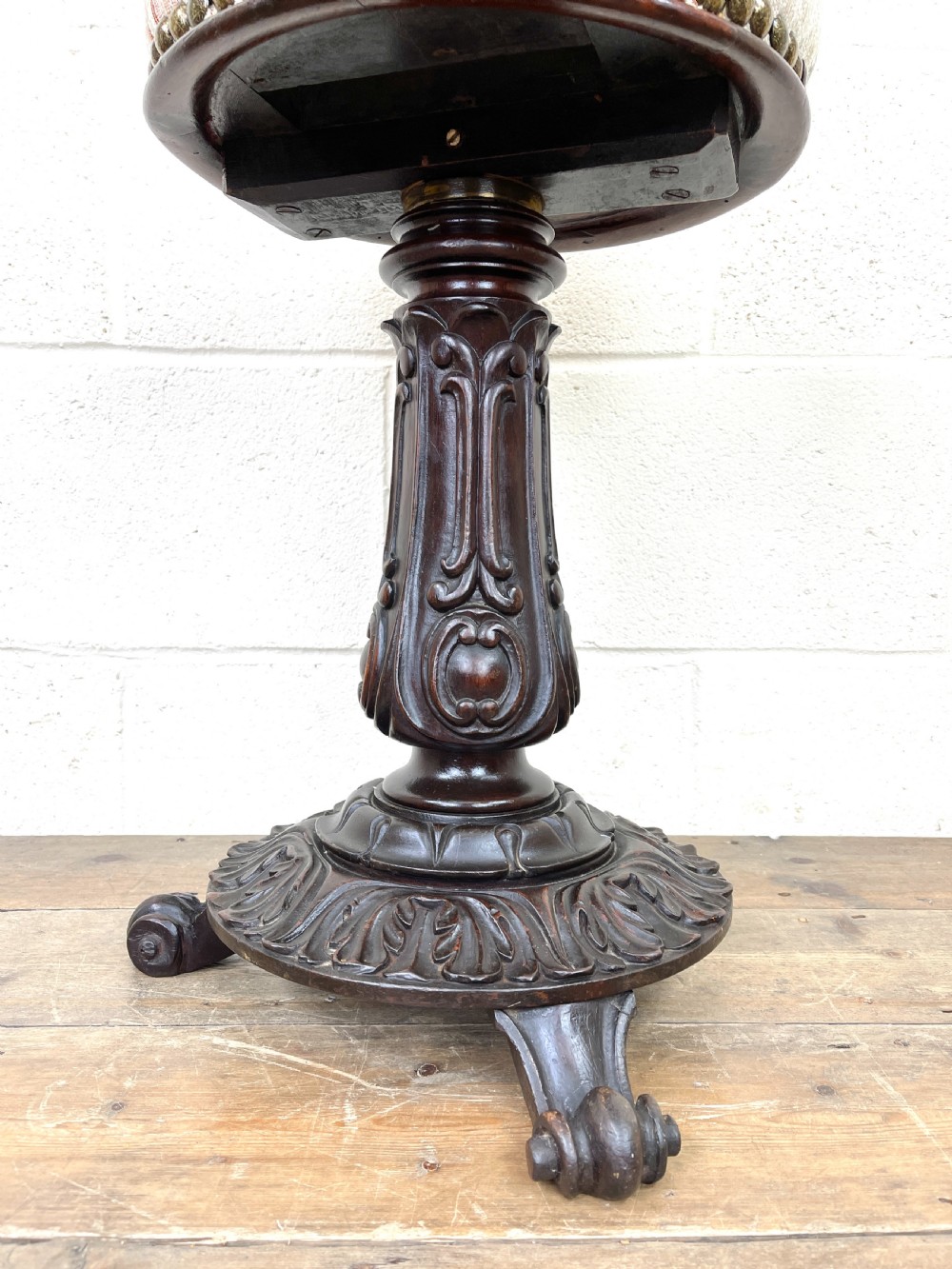 Victorian Carved Mahogany Piano Stool  View V