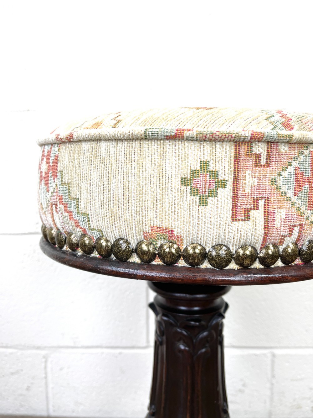 Victorian Carved Mahogany Piano Stool  View VI