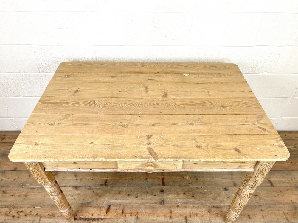 Rustic Antique Pine Farmhouse Kitchen Table View V