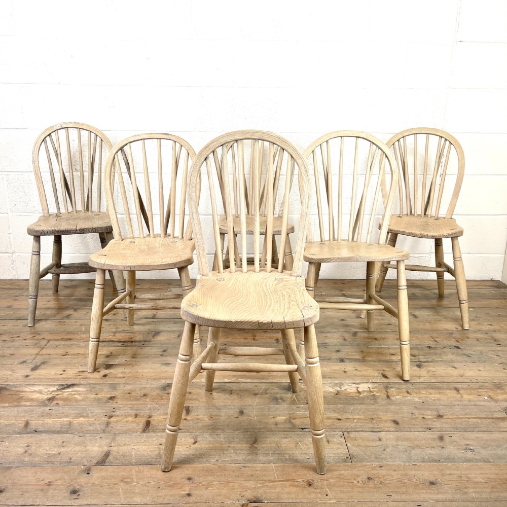 Matched Set of Six Rustic Farmhouse Kitchen Chairs