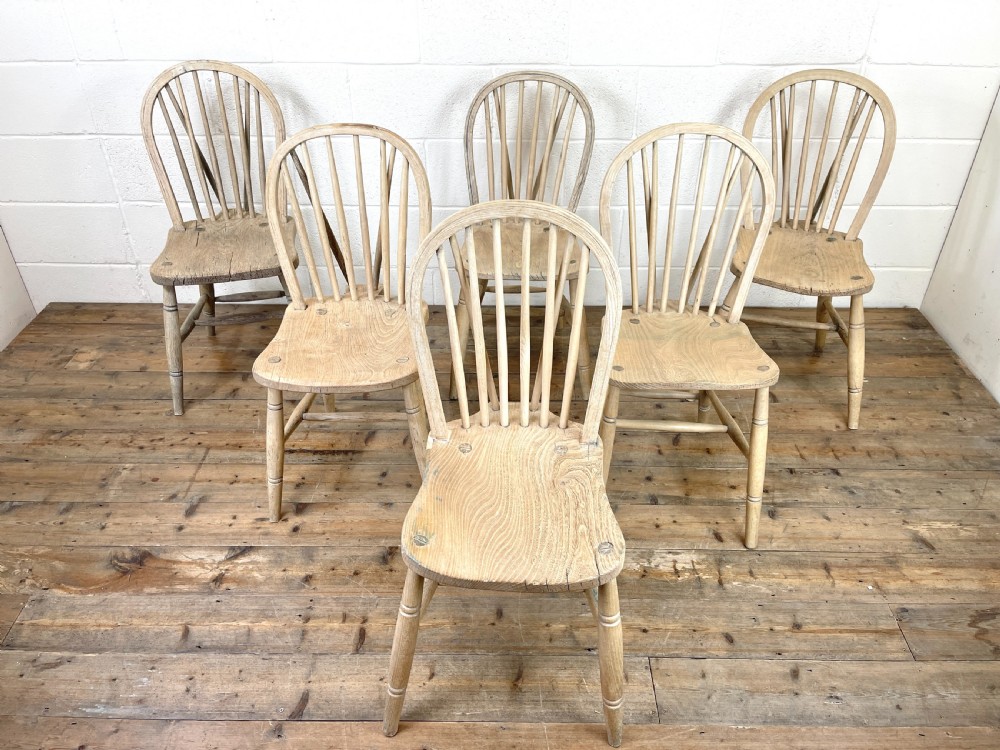 Matched Set of Six Rustic Farmhouse Kitchen Chairs View II