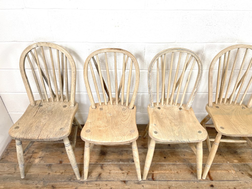 Matched Set of Six Rustic Farmhouse Kitchen Chairs View V