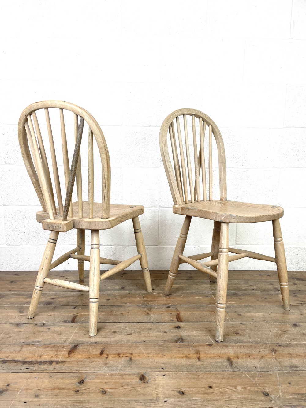 Matched Set of Six Rustic Farmhouse Kitchen Chairs View X