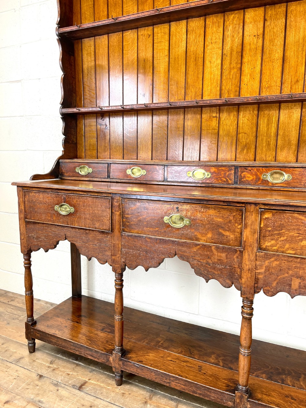 Antique Welsh Oak Pot Board Dresser View V