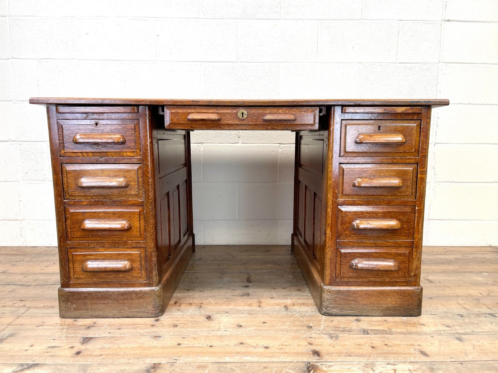 Antique Oak Pedestal Desk