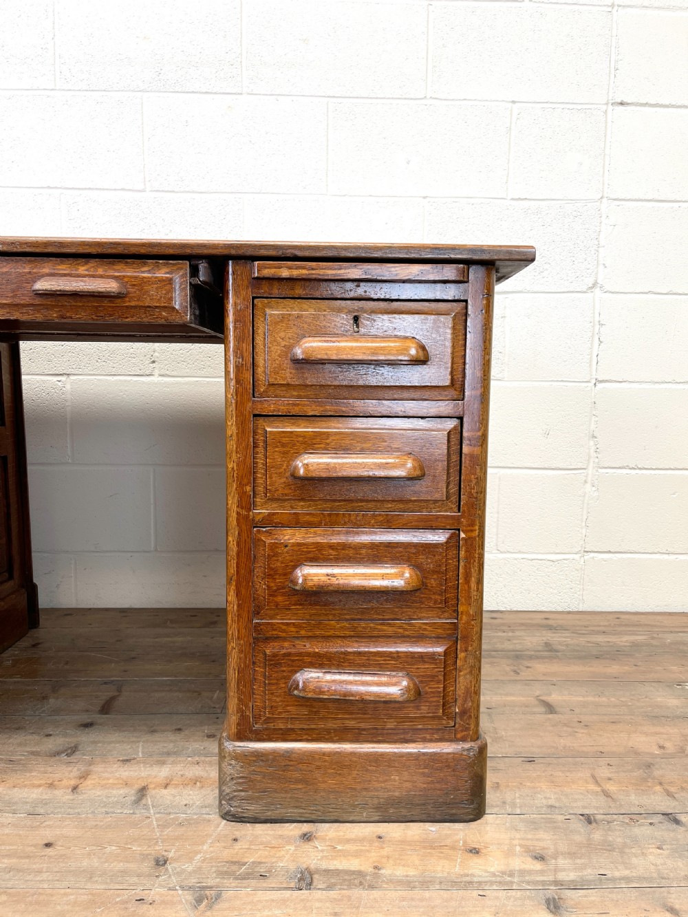 Antique Oak Pedestal Desk View V