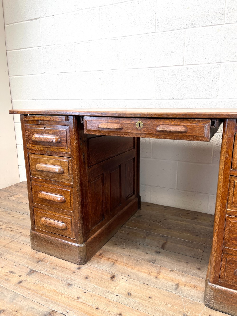 Antique Oak Pedestal Desk View VI