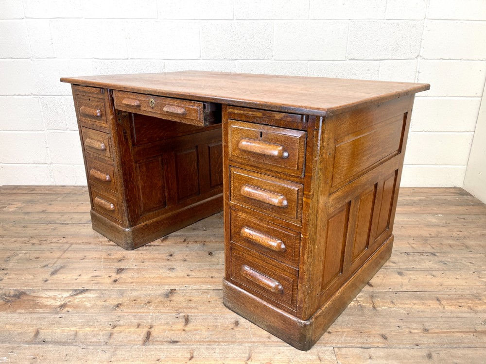 Antique Oak Pedestal Desk View VIII