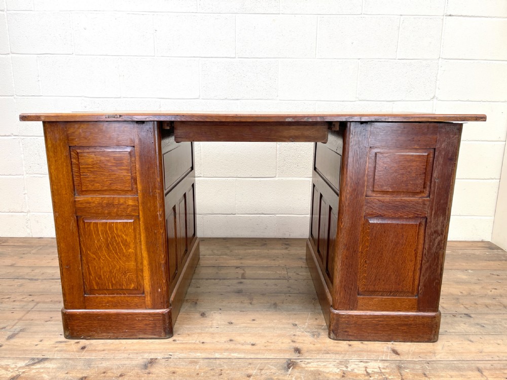 Antique Oak Pedestal Desk View X