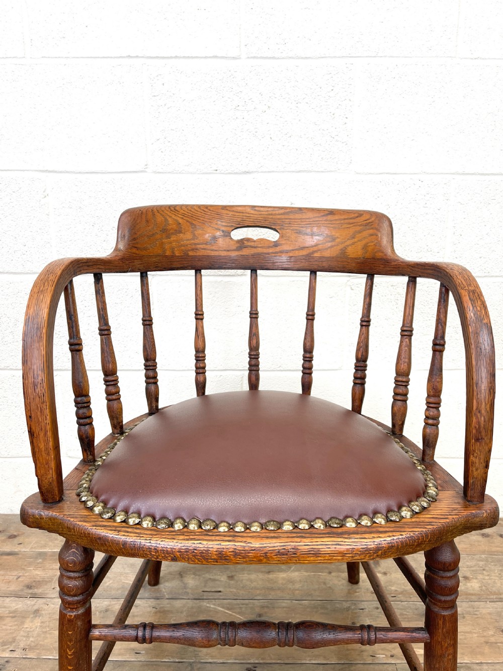 Antique Desk Chair with Leather Seat View IV