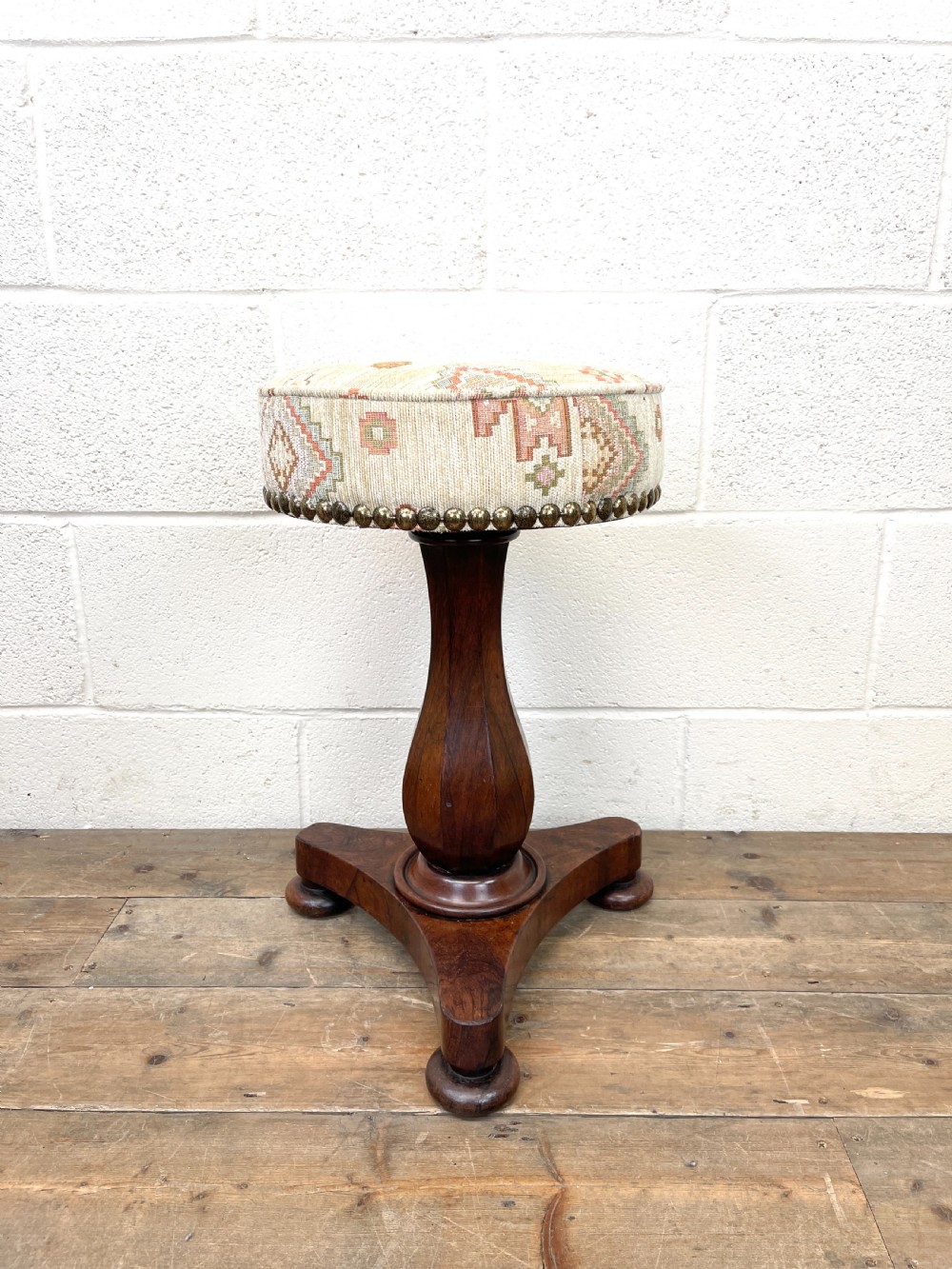 Antique Victorian Mahogany Piano Stool View II