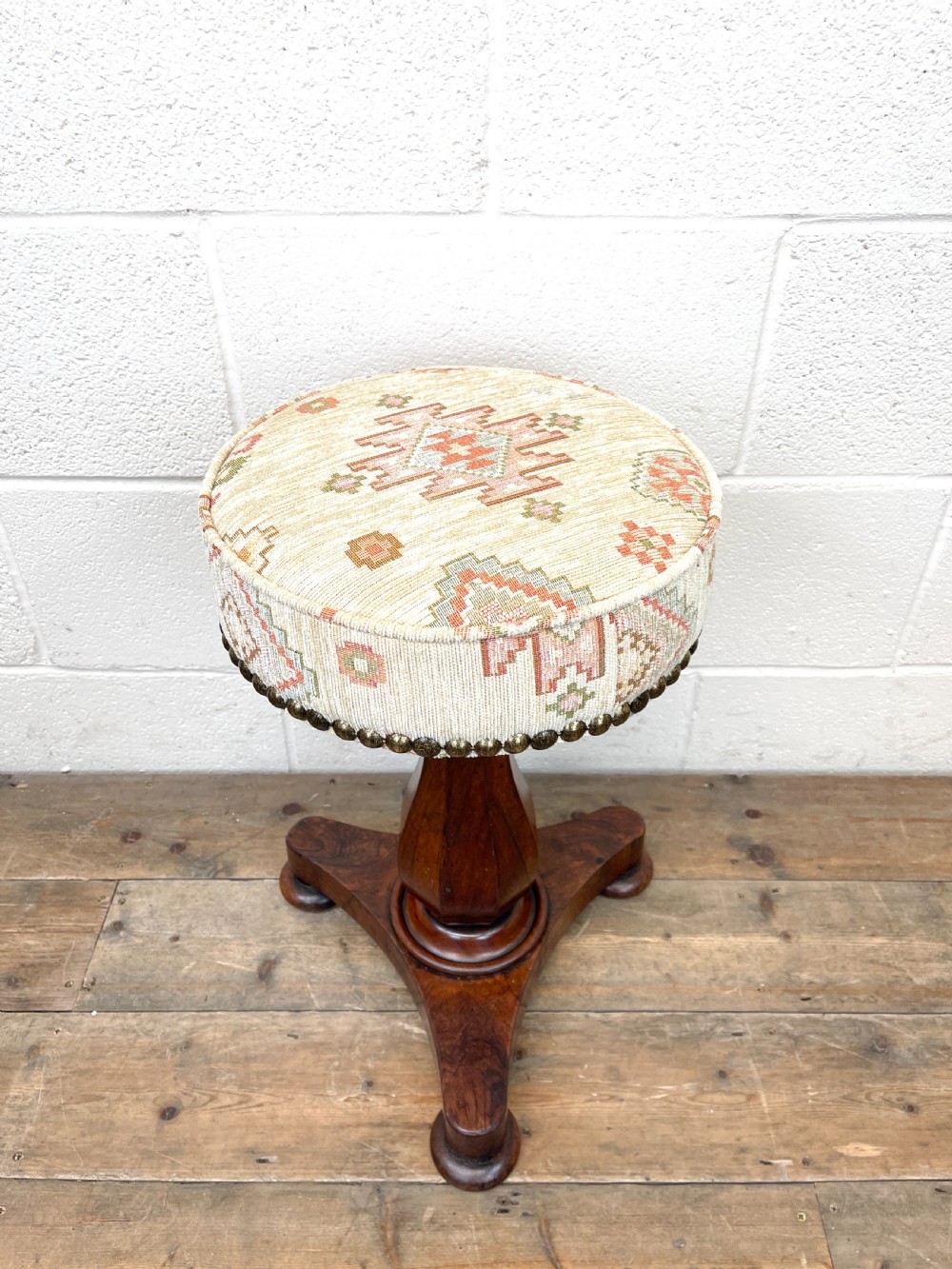 Antique Victorian Mahogany Piano Stool View III