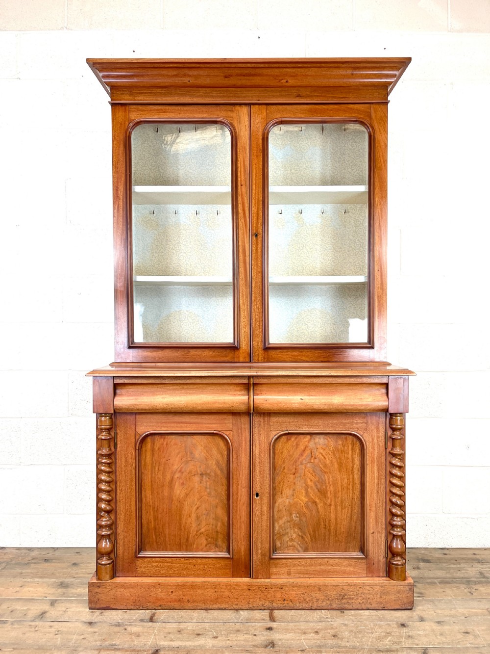 Antique Victorian Mahogany Glazed Bookcase View II