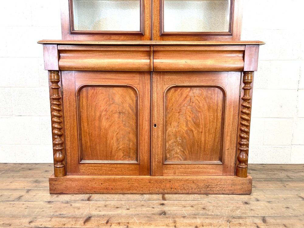 Antique Victorian Mahogany Glazed Bookcase View IV