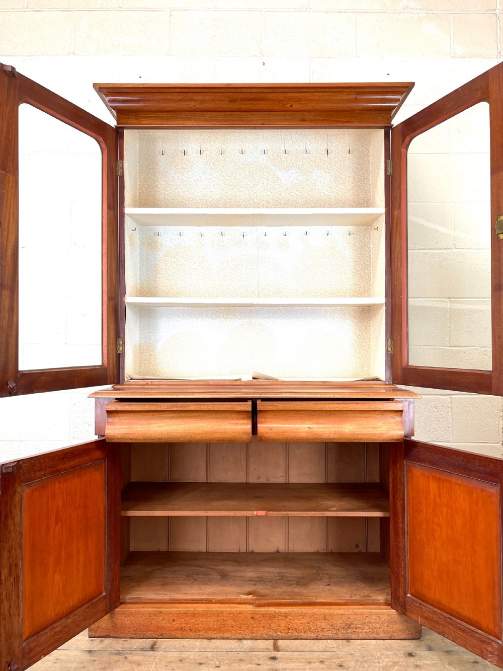 Antique Victorian Mahogany Glazed Bookcase View V