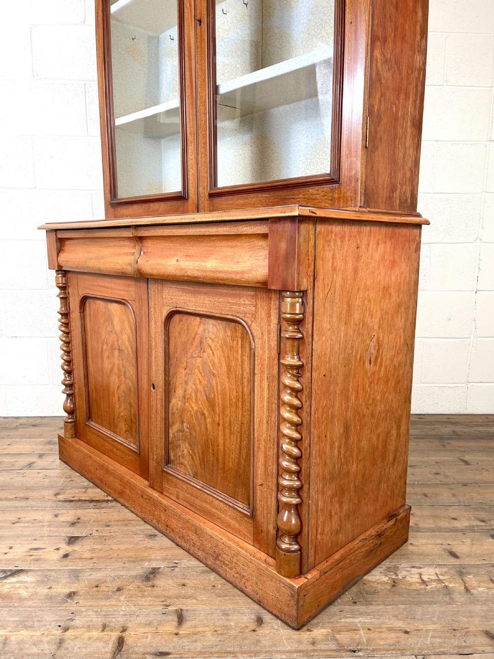 Antique Victorian Mahogany Glazed Bookcase View VII