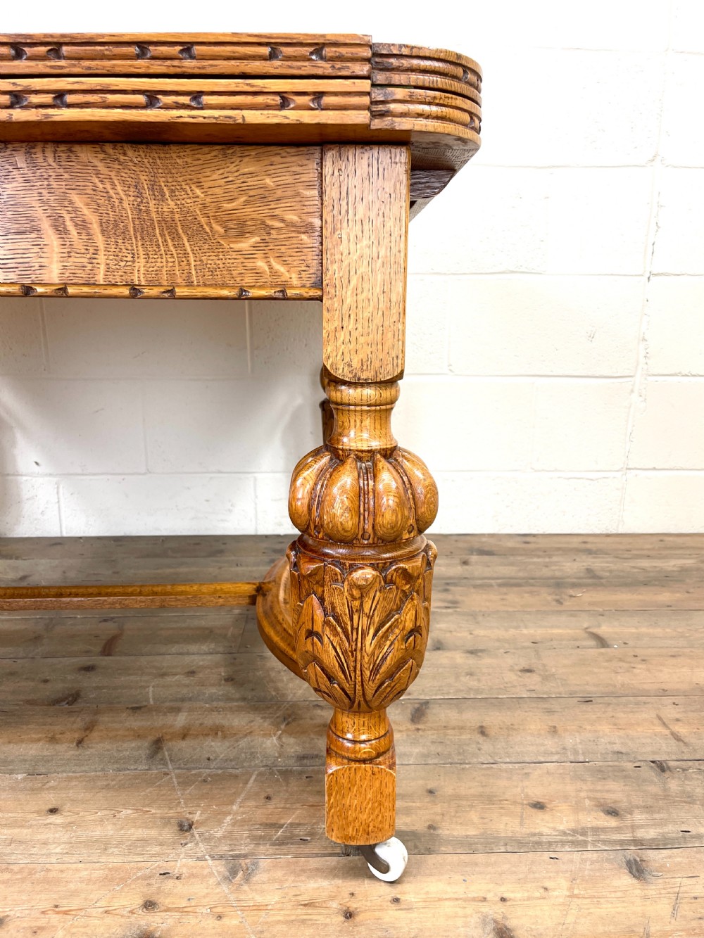Antique Oak Draw Leaf Dining Table View III