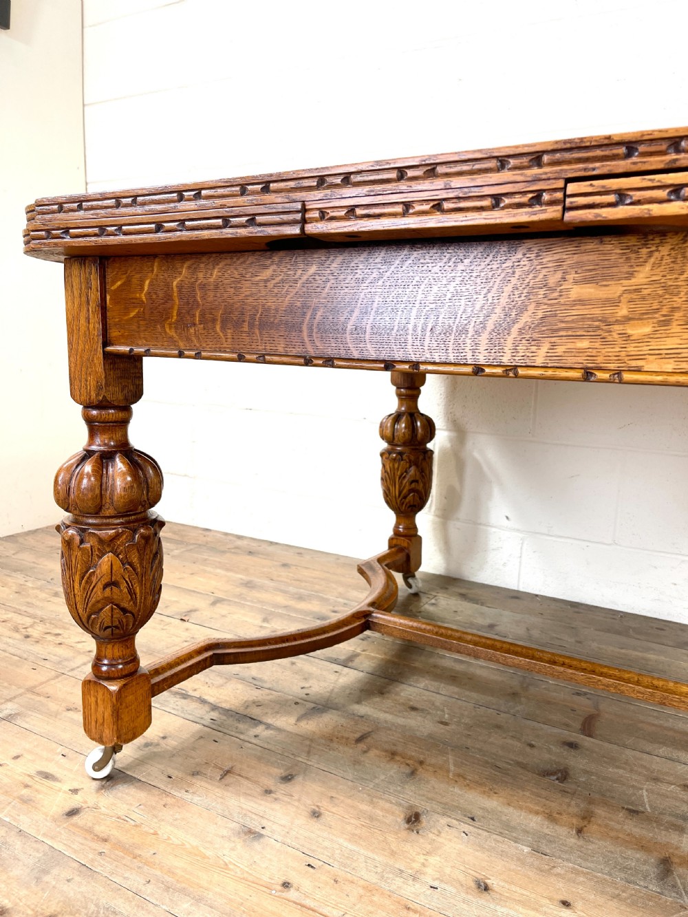 Antique Oak Draw Leaf Dining Table View IV
