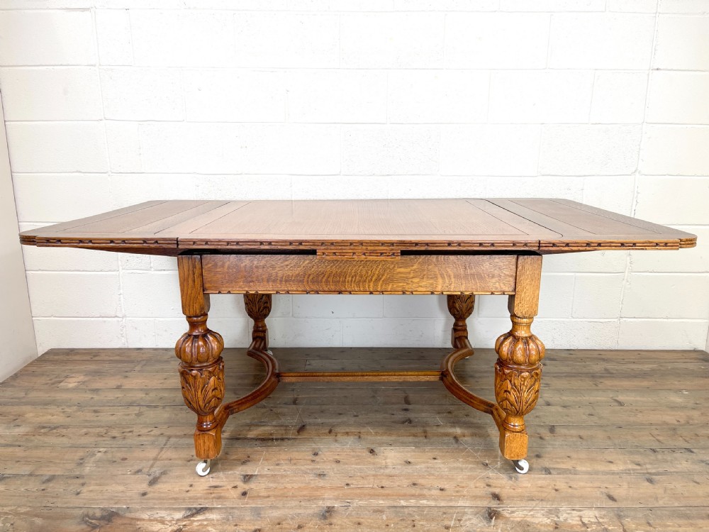 Antique Oak Draw Leaf Dining Table View V