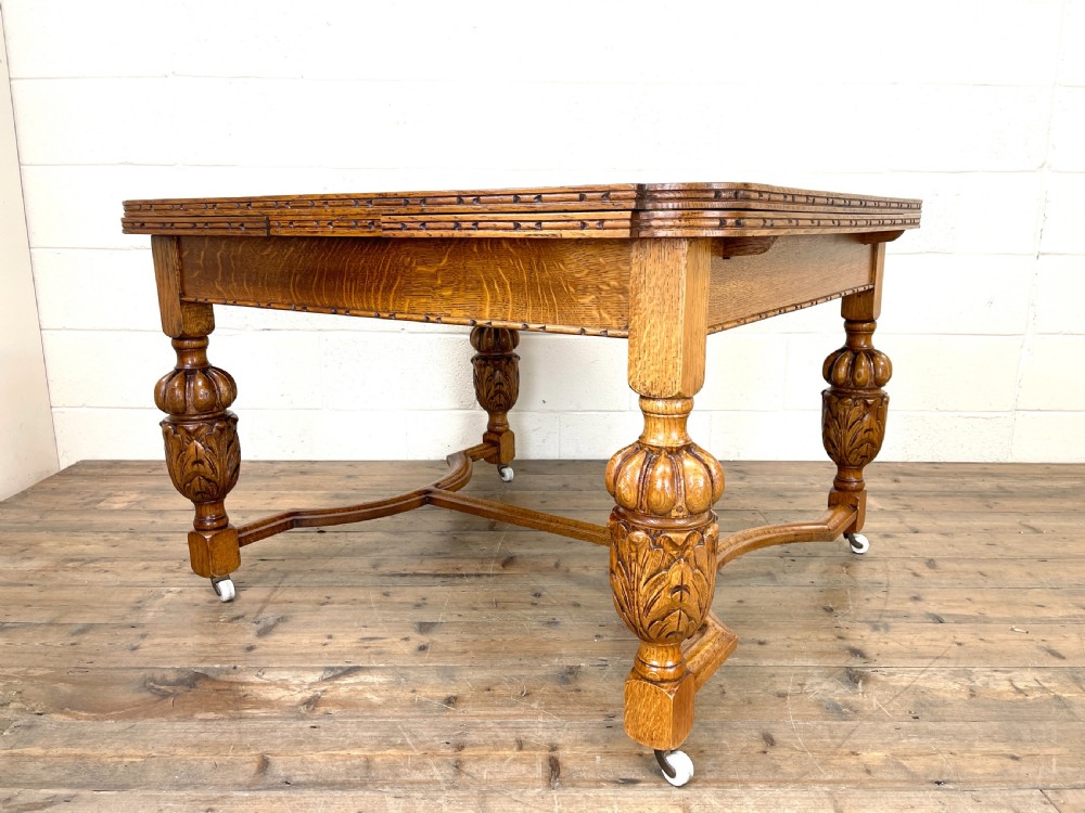 Antique Oak Draw Leaf Dining Table View IX