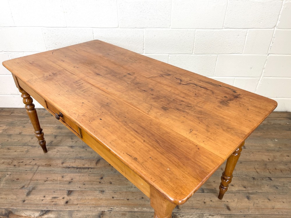 Antique Cherry Wood Farmhouse Kitchen Table View IX