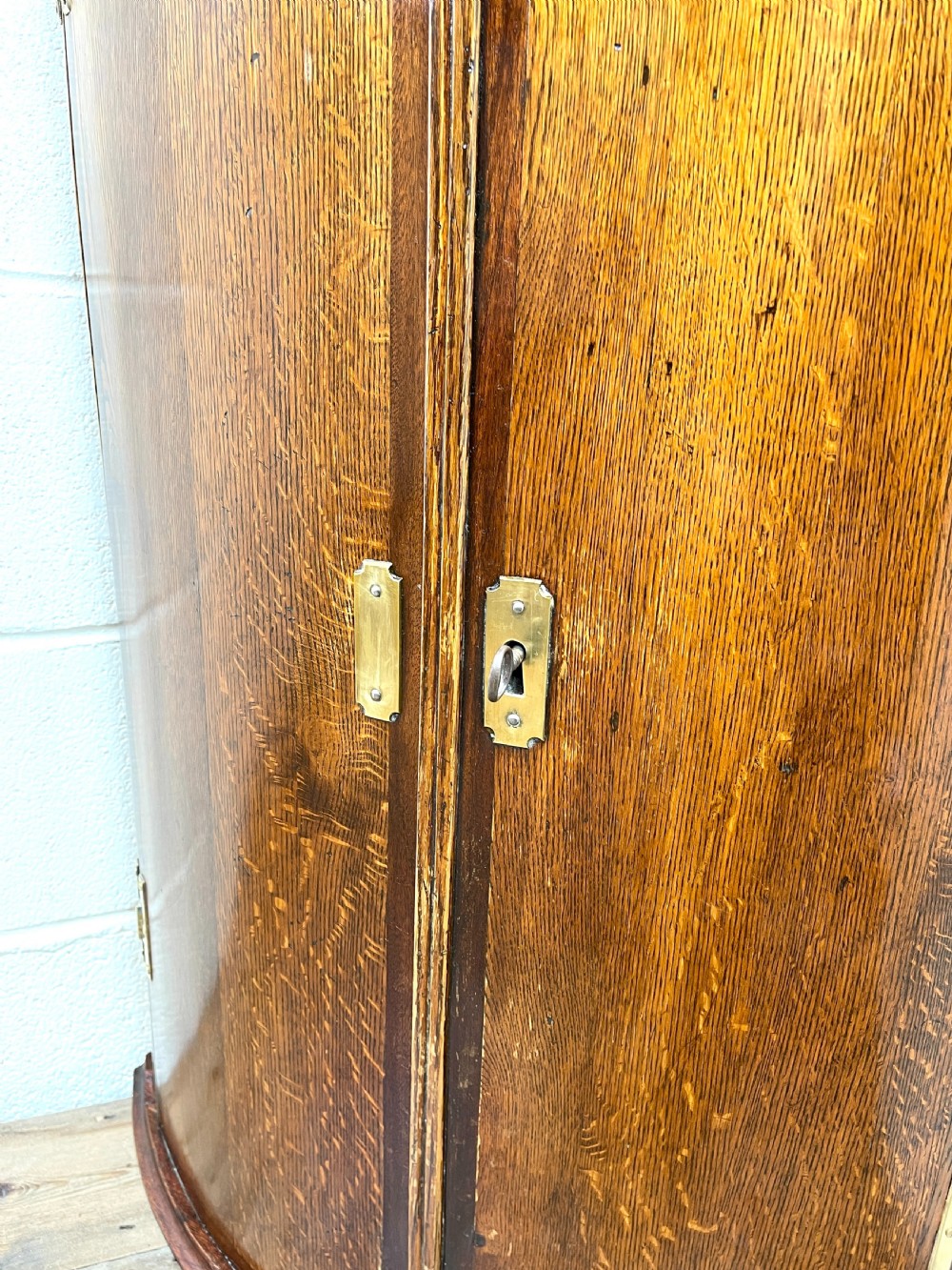 Georgian Oak Bow front Corner Cupboard View III