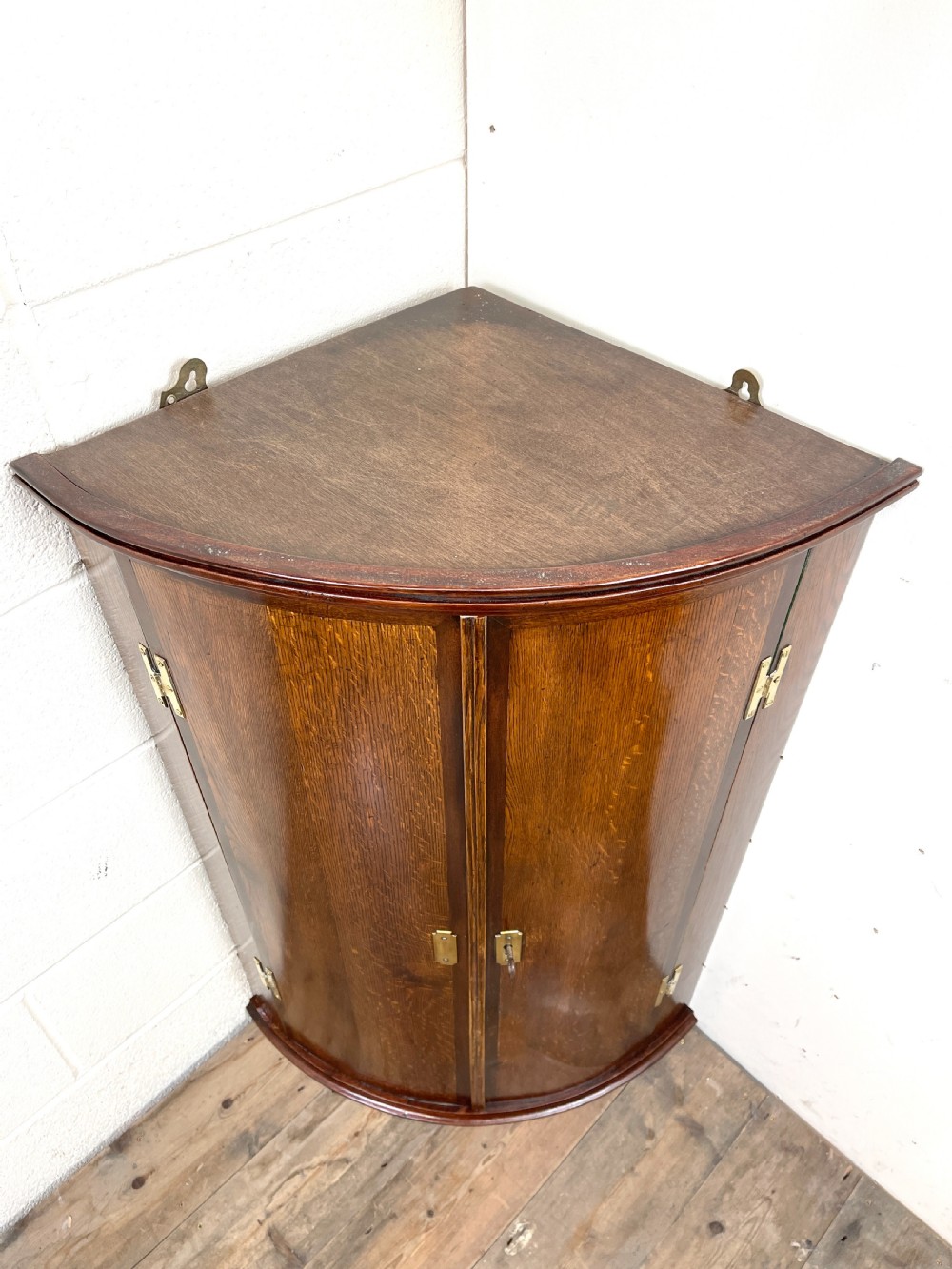 Georgian Oak Bow front Corner Cupboard View IV