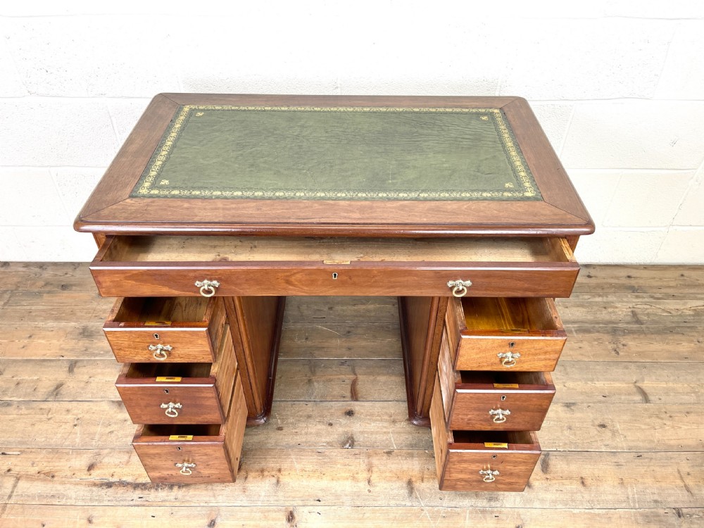 Small Antique Mahogany Knee Hole Desk  View V