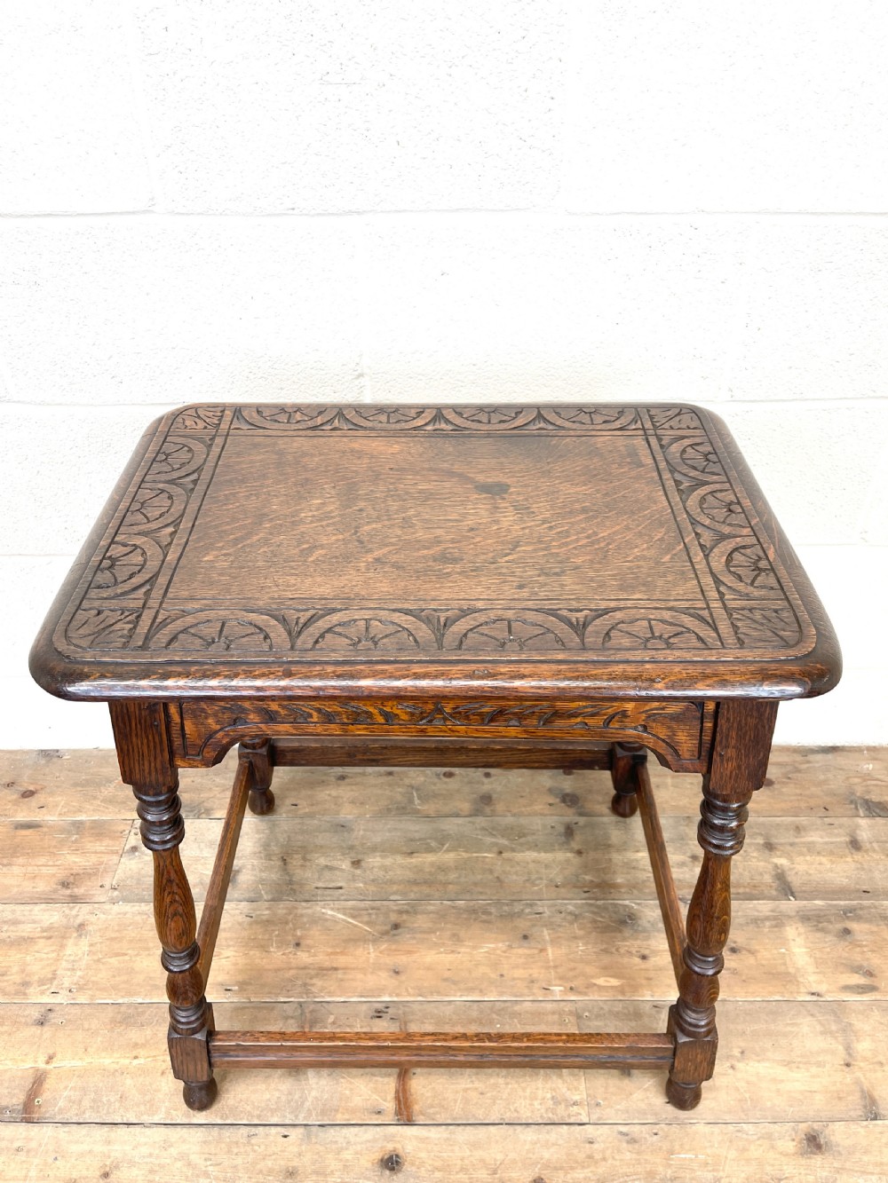 Early 20th Century Antique Oak Carved Side table  View VIII