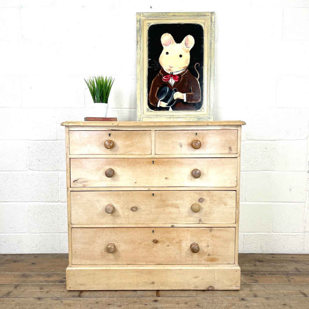Antique Pine Chest of Drawers on Plinth Base