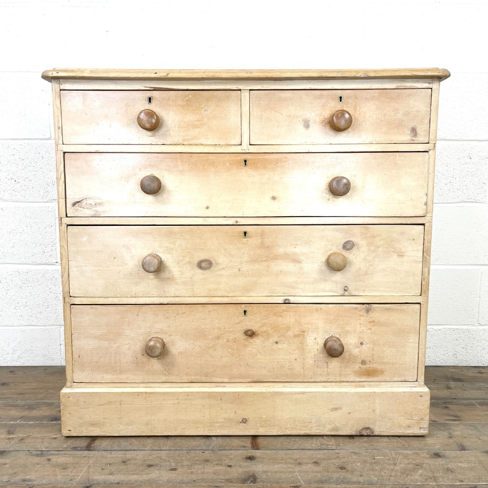 Antique Pine Chest of Drawers on Plinth Base View III