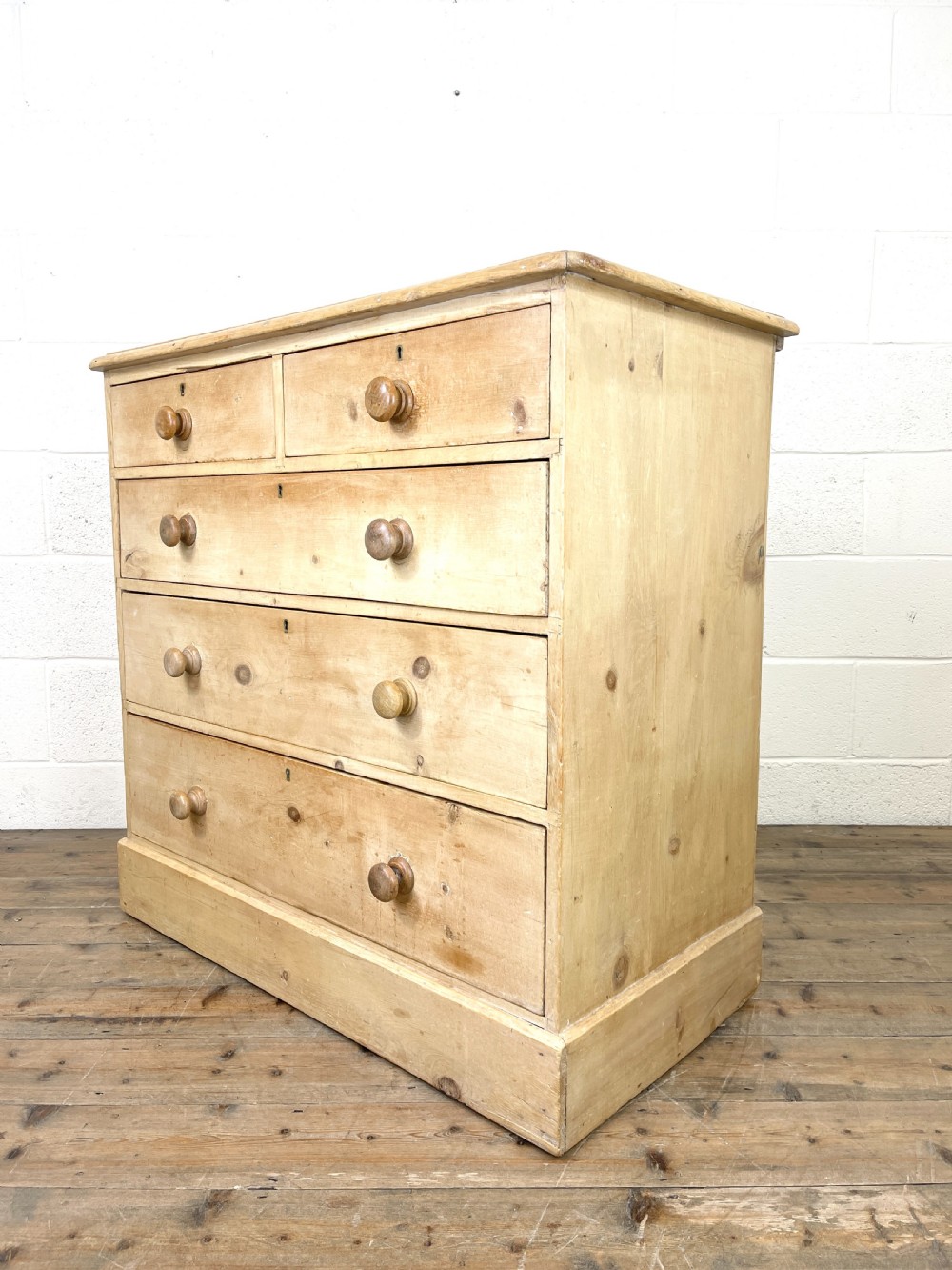 Antique Pine Chest of Drawers on Plinth Base View VI