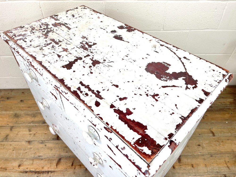Small Distressed White Painted Victorian Chest of Drawers  View VIII