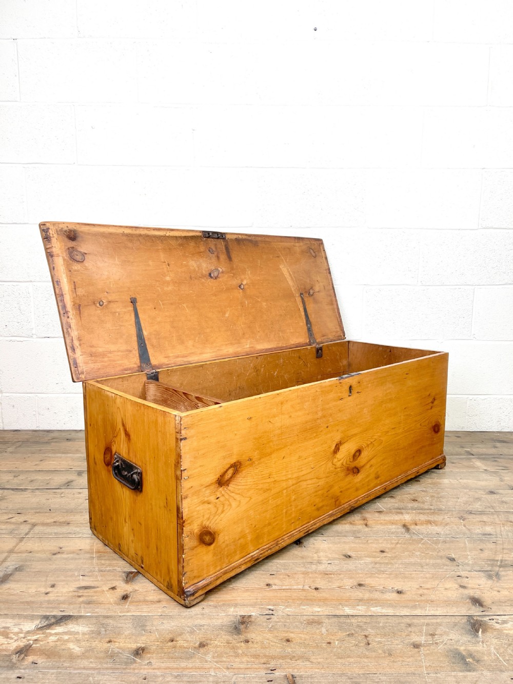 Antique Victorian Six Plank Pine Trunk View II